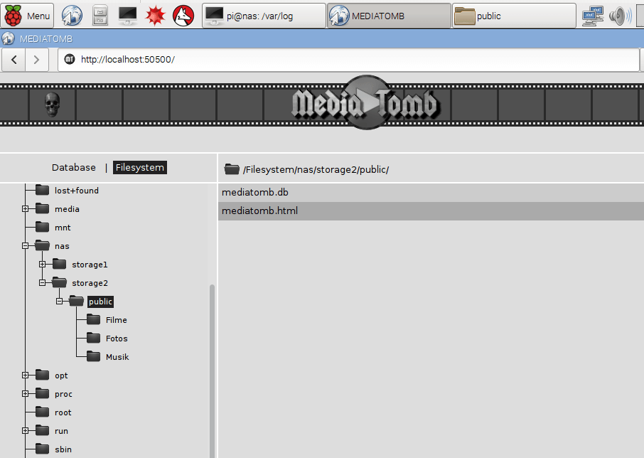 Raspberry Pi NAS Medien Server einrichten Mediatomb