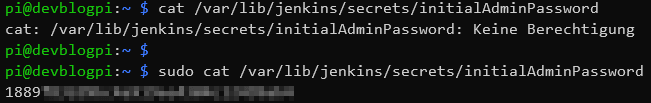 Jenkins Administrator Passwort