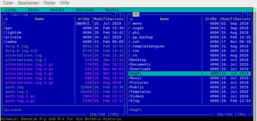 Raspberry Pi Dateimanager Midnight Commander
