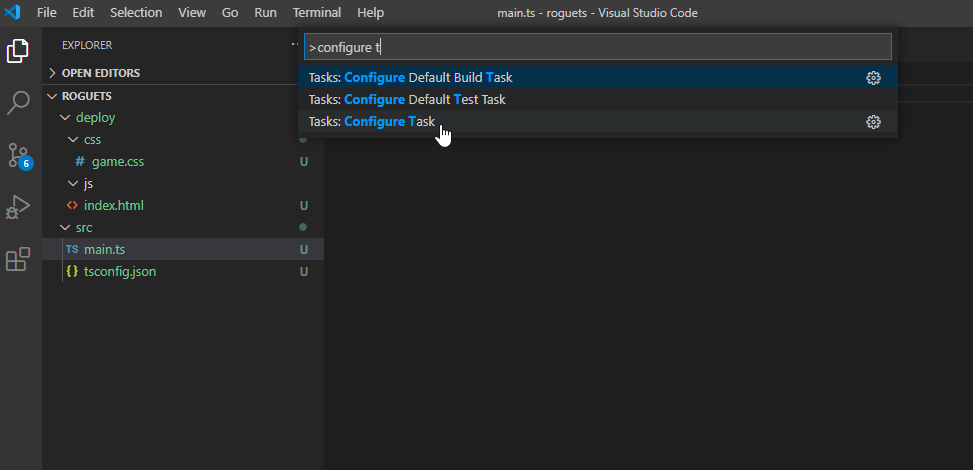 TypeScript Visual Studio Code task