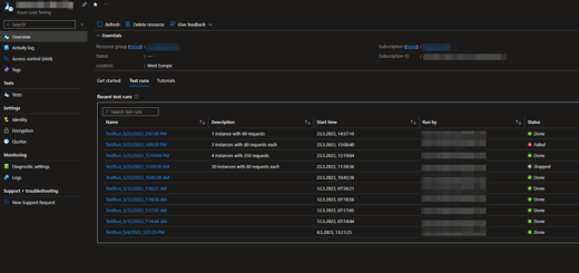 Azure Load Tests